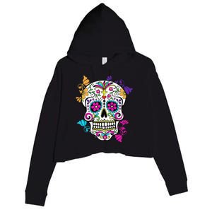 Dia De Los Muertos Sugar Skull Crop Fleece Hoodie