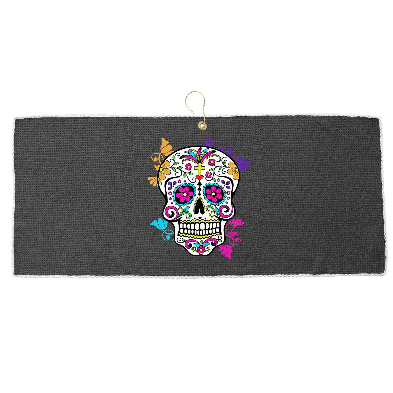 Dia De Los Muertos Sugar Skull Large Microfiber Waffle Golf Towel