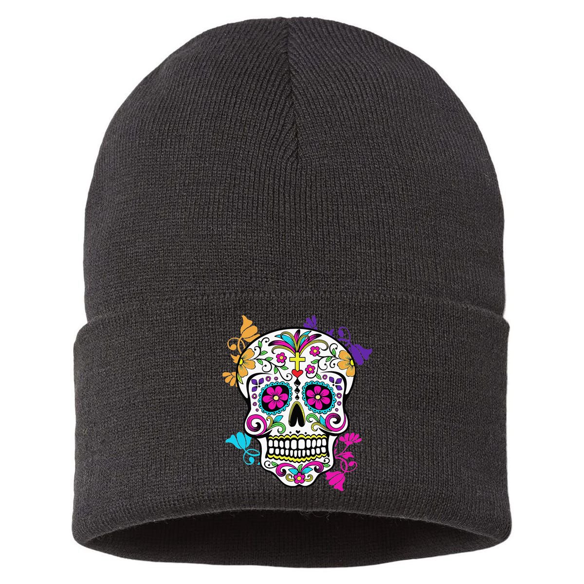 Dia De Los Muertos Sugar Skull Sustainable Knit Beanie