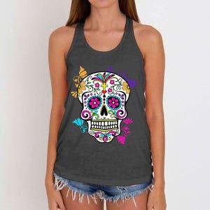 Dia De Los Muertos Sugar Skull Women's Knotted Racerback Tank