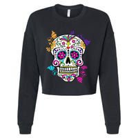 Dia De Los Muertos Sugar Skull Cropped Pullover Crew