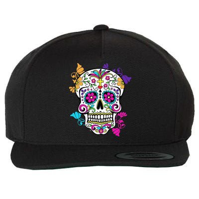 Dia De Los Muertos Sugar Skull Wool Snapback Cap