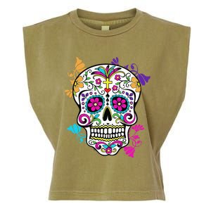 Dia De Los Muertos Sugar Skull Garment-Dyed Women's Muscle Tee