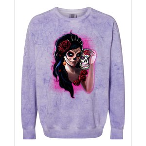 DíA De Los Muertos La Catrina Day Of The Dead Sugar Skull Colorblast Crewneck Sweatshirt