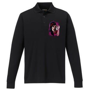 DíA De Los Muertos La Catrina Day Of The Dead Sugar Skull Performance Long Sleeve Polo