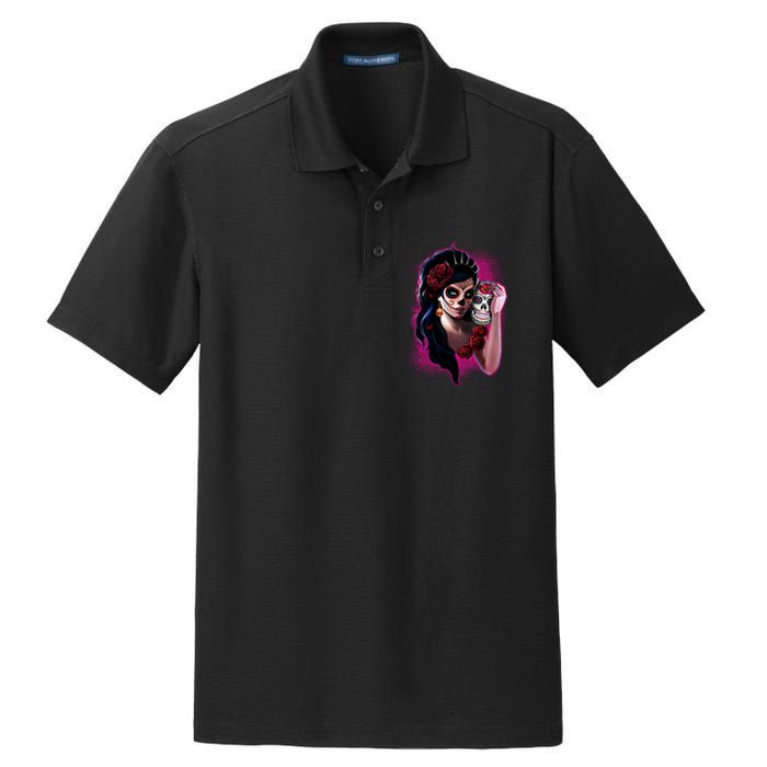 DíA De Los Muertos La Catrina Day Of The Dead Sugar Skull Dry Zone Grid Polo