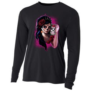 DíA De Los Muertos La Catrina Day Of The Dead Sugar Skull Cooling Performance Long Sleeve Crew