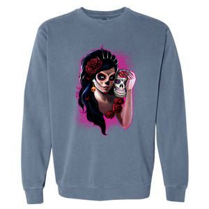 DíA De Los Muertos La Catrina Day Of The Dead Sugar Skull Garment-Dyed Sweatshirt