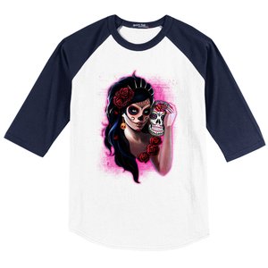 DíA De Los Muertos La Catrina Day Of The Dead Sugar Skull Baseball Sleeve Shirt