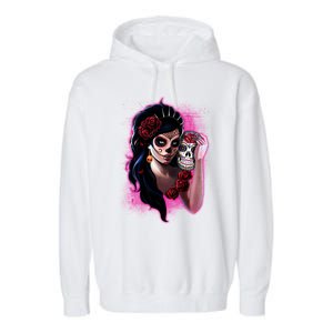 DíA De Los Muertos La Catrina Day Of The Dead Sugar Skull Garment-Dyed Fleece Hoodie