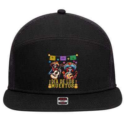 Dia De Los Muertos Costume Day Of The Dead Skeleton Dancing 7 Panel Mesh Trucker Snapback Hat