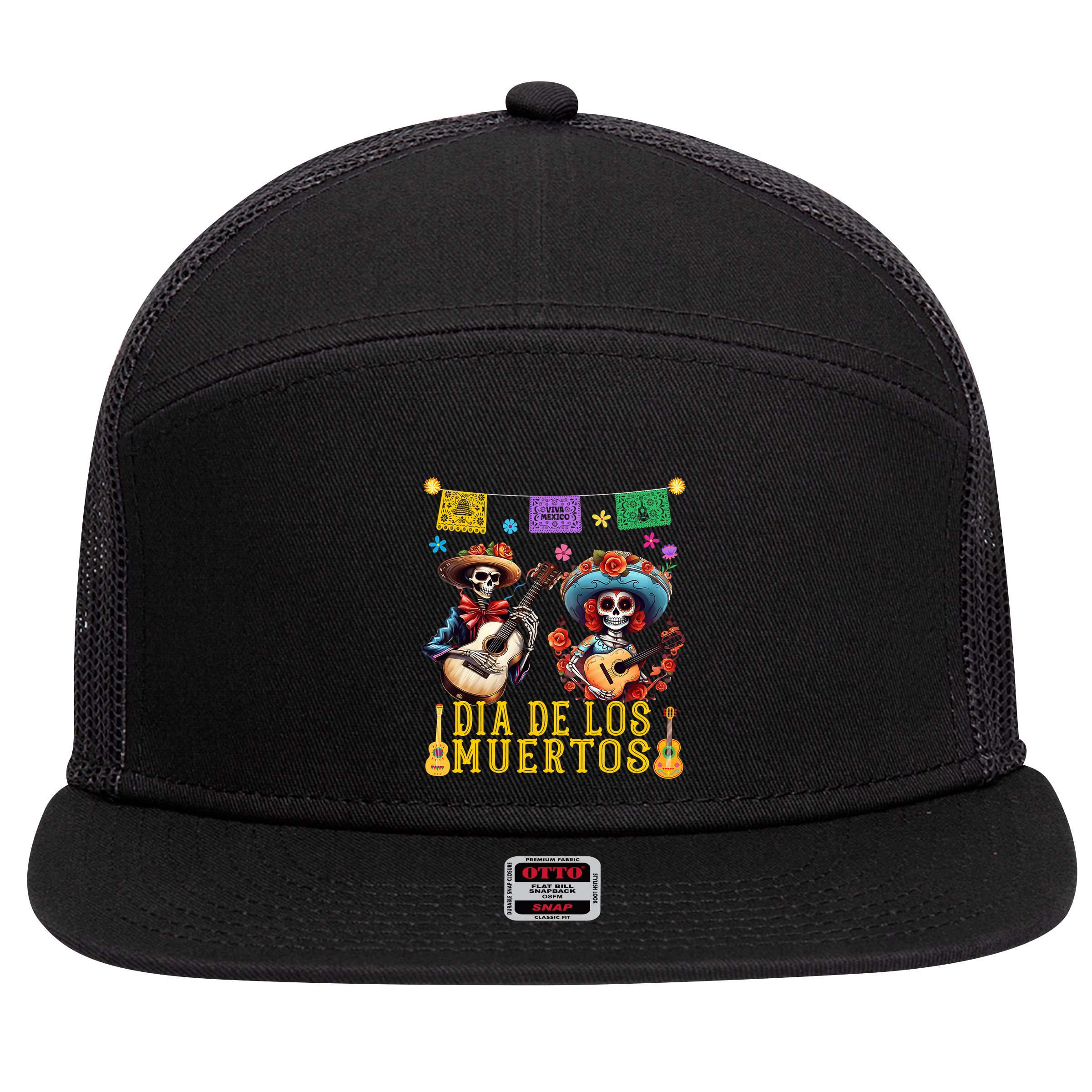 Dia De Los Muertos Costume Day Of The Dead Skeleton Dancing 7 Panel Mesh Trucker Snapback Hat