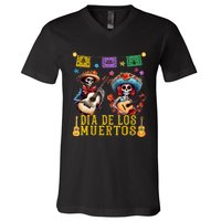 Dia De Los Muertos Costume Day Of The Dead Skeleton Dancing V-Neck T-Shirt