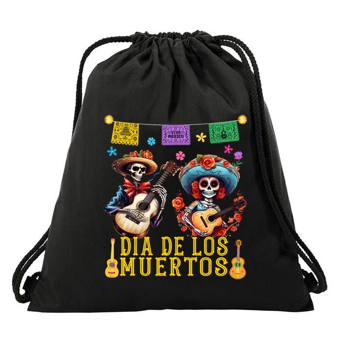 Dia De Los Muertos Costume Day Of The Dead Skeleton Dancing Drawstring Bag