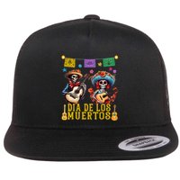 Dia De Los Muertos Costume Day Of The Dead Skeleton Dancing Flat Bill Trucker Hat