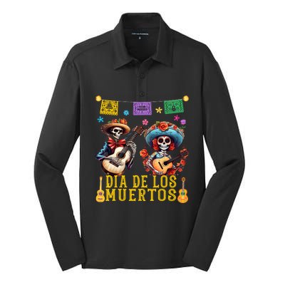 Dia De Los Muertos Costume Day Of The Dead Skeleton Dancing Silk Touch Performance Long Sleeve Polo