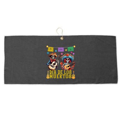 Dia De Los Muertos Costume Day Of The Dead Skeleton Dancing Large Microfiber Waffle Golf Towel