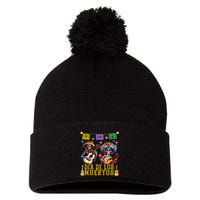 Dia De Los Muertos Costume Day Of The Dead Skeleton Dancing Pom Pom 12in Knit Beanie