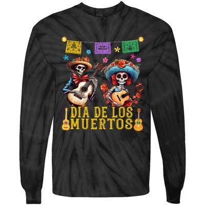 Dia De Los Muertos Costume Day Of The Dead Skeleton Dancing Tie-Dye Long Sleeve Shirt