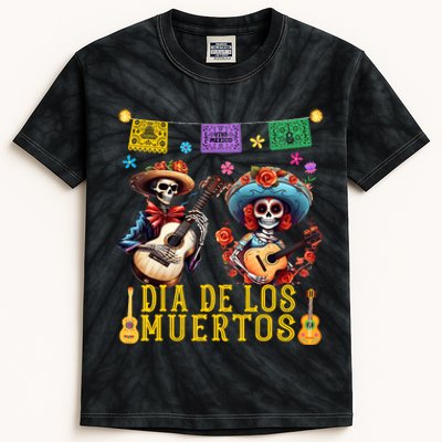 Dia De Los Muertos Costume Day Of The Dead Skeleton Dancing Kids Tie-Dye T-Shirt