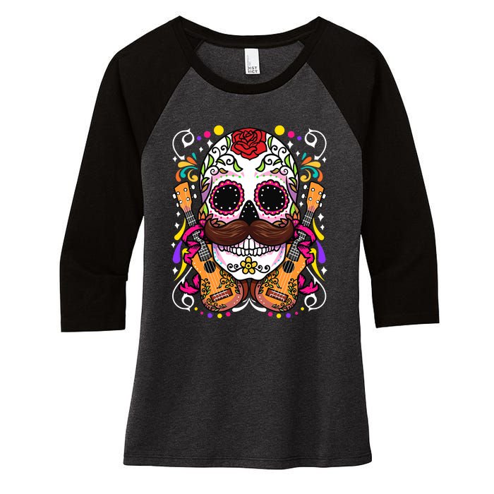 Dia De Los Muertos Women's Tri-Blend 3/4-Sleeve Raglan Shirt