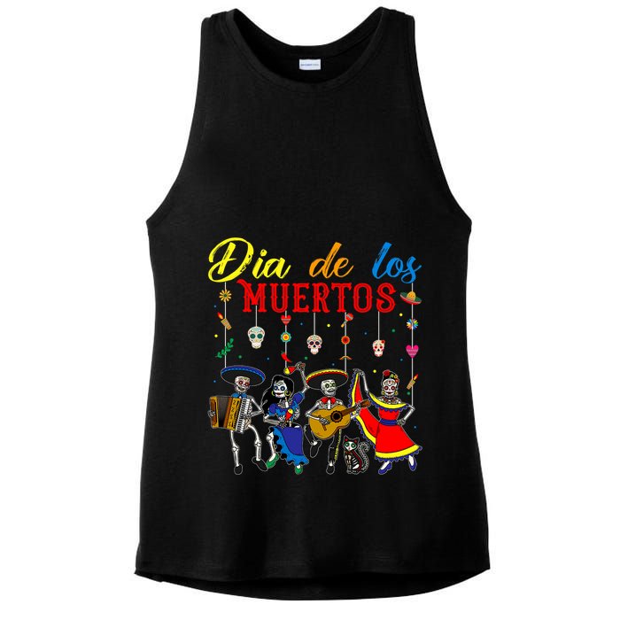 Dia De Los Muertos Day Of The Dead Mexican Skeleton Dancing Design Ladies PosiCharge Tri-Blend Wicking Tank