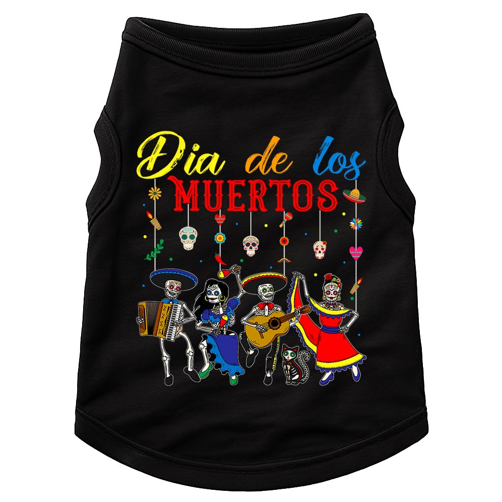 Dia De Los Muertos Day Of The Dead Mexican Skeleton Dancing Design Doggie Tank