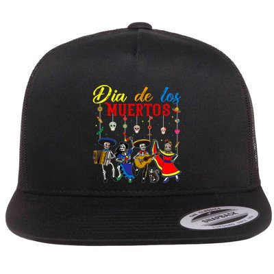 Dia De Los Muertos Day Of The Dead Mexican Skeleton Dancing Design Flatbill Hat