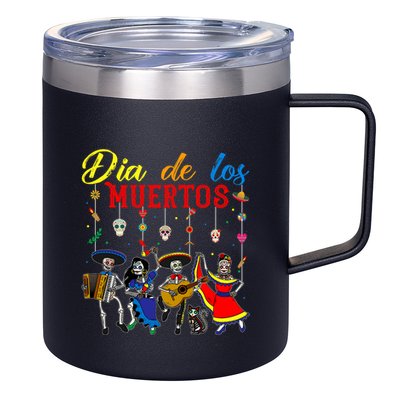 Dia De Los Muertos Day Of The Dead Mexican Skeleton Dancing Design 12oz Stainless Steel Coffee Mug