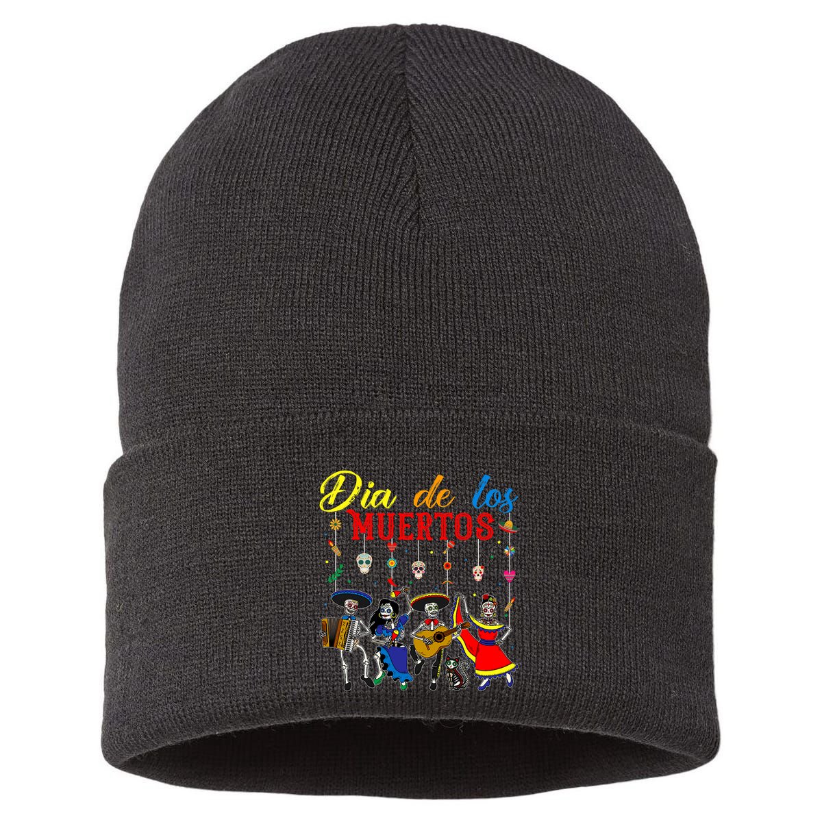Dia De Los Muertos Day Of The Dead Mexican Skeleton Dancing Design Sustainable Knit Beanie