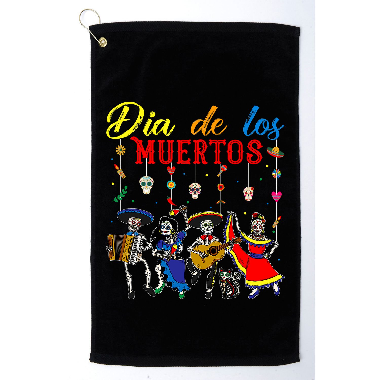 Dia De Los Muertos Day Of The Dead Mexican Skeleton Dancing Design Golf Towel