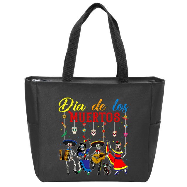 Dia De Los Muertos Day Of The Dead Mexican Skeleton Dancing Design Zip Tote Bag