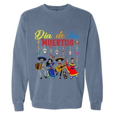 Dia De Los Muertos Day Of The Dead Mexican Skeleton Dancing Design Garment-Dyed Sweatshirt