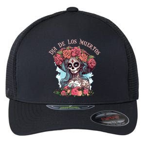 Dia De Los Muertos Floral Woman Flexfit Unipanel Trucker Cap