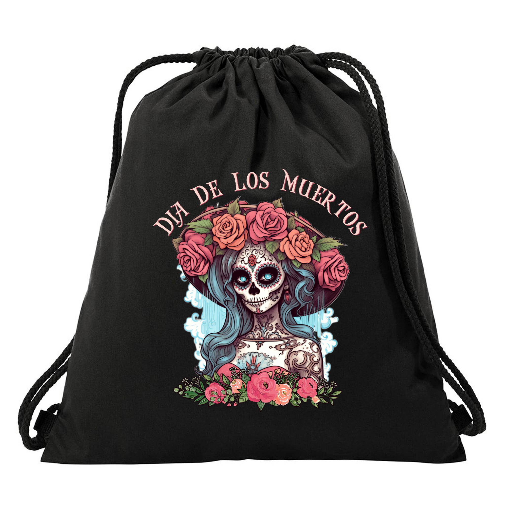 Dia De Los Muertos Floral Woman Drawstring Bag