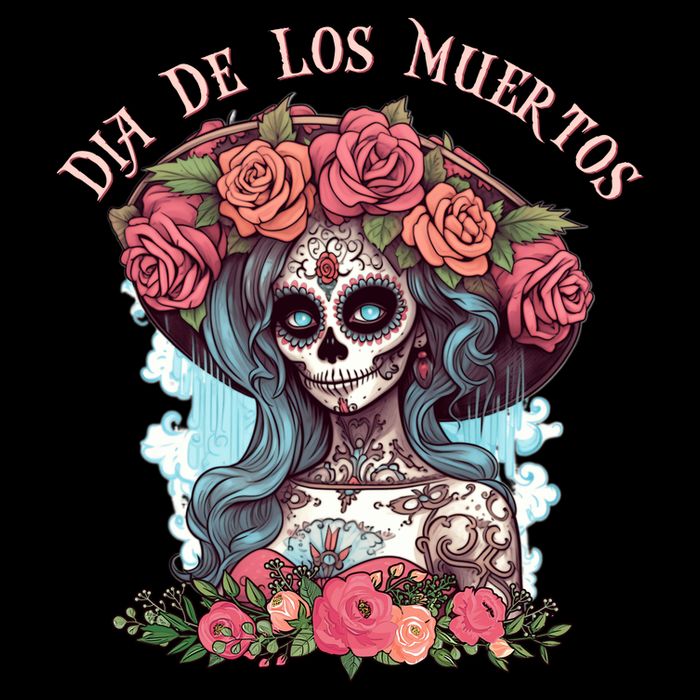 Dia De Los Muertos Floral Woman Drawstring Bag