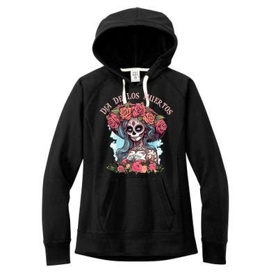 Dia De Los Muertos Floral Woman Women's Fleece Hoodie