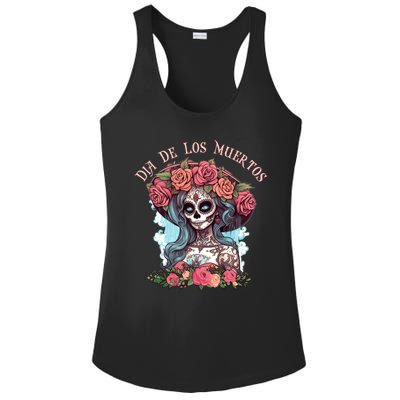 Dia De Los Muertos Floral Woman Ladies PosiCharge Competitor Racerback Tank