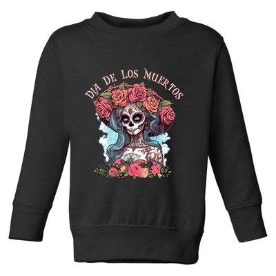 Dia De Los Muertos Floral Woman Toddler Sweatshirt
