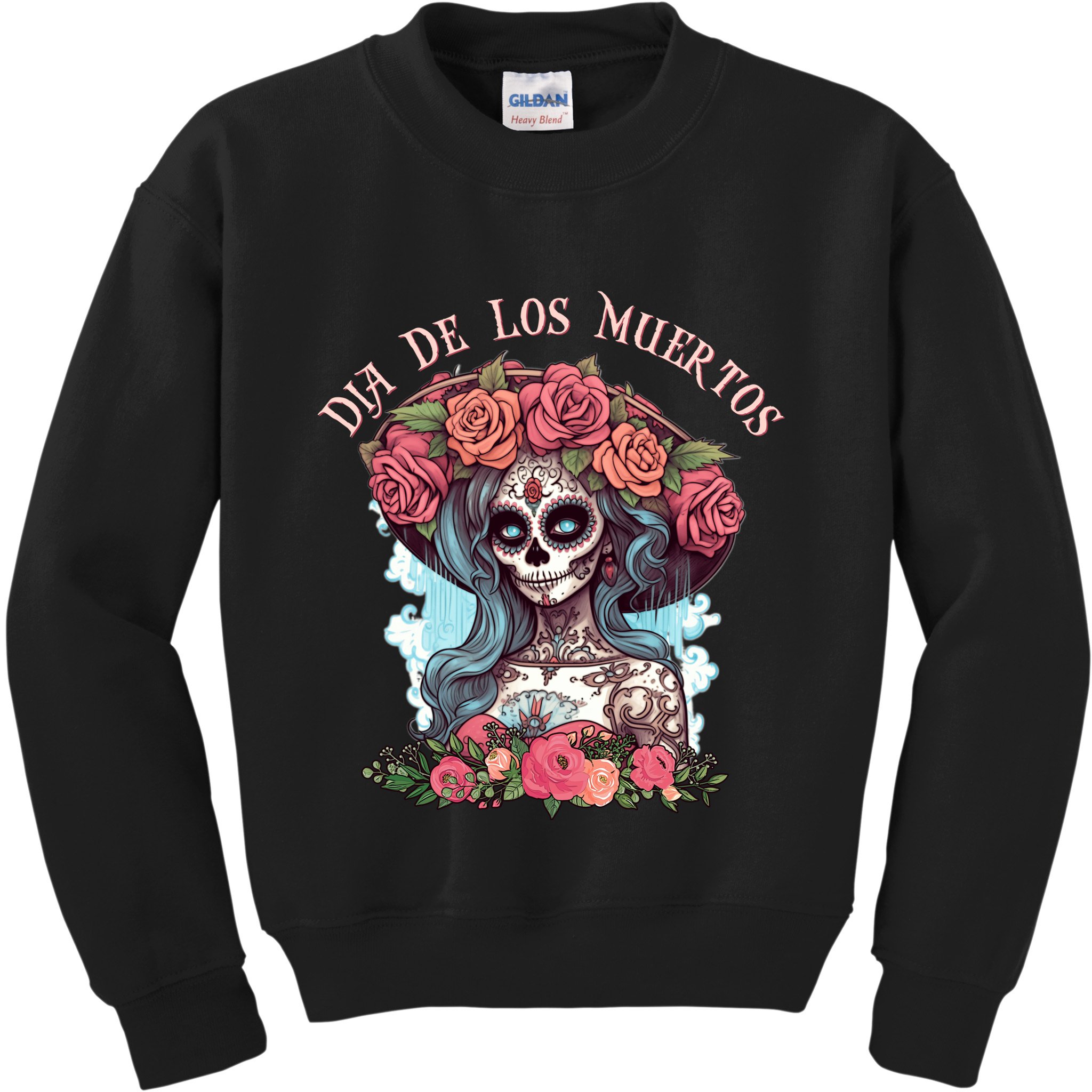 Dia De Los Muertos Floral Woman Kids Sweatshirt