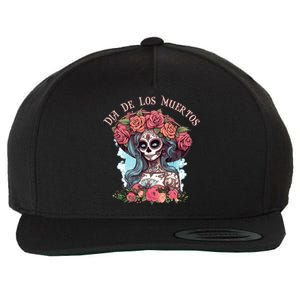 Dia De Los Muertos Floral Woman Wool Snapback Cap