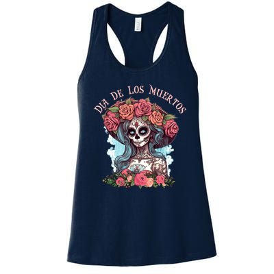 Dia De Los Muertos Floral Woman Women's Racerback Tank