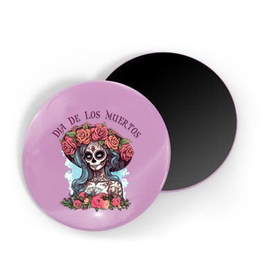 Dia De Los Muertos Floral Woman Magnet