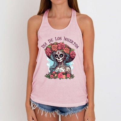 Dia De Los Muertos Floral Woman Women's Knotted Racerback Tank