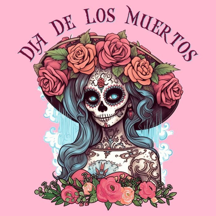 Dia De Los Muertos Floral Woman Women's V-Neck T-Shirt