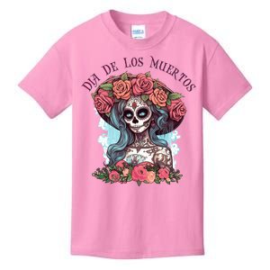 Dia De Los Muertos Floral Woman Kids T-Shirt