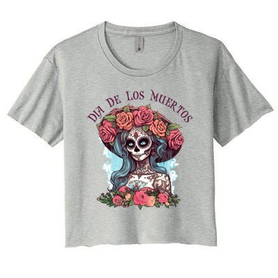 Dia De Los Muertos Floral Woman Women's Crop Top Tee