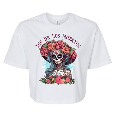 Dia De Los Muertos Floral Woman Bella+Canvas Jersey Crop Tee