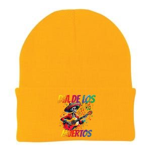 Dia De Los Muertos Skeleton Play Guitar Day Of The Dead Gift Knit Cap Winter Beanie