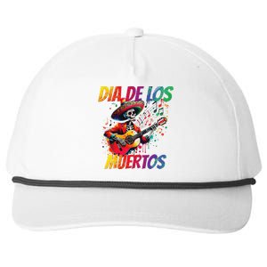 Dia De Los Muertos Skeleton Play Guitar Day Of The Dead Gift Snapback Five-Panel Rope Hat